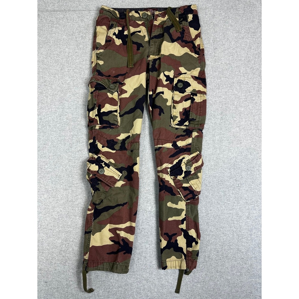 Matchstick Camo Cargo Pants Mens 29x29 Multi Pocket Cotton Trousers